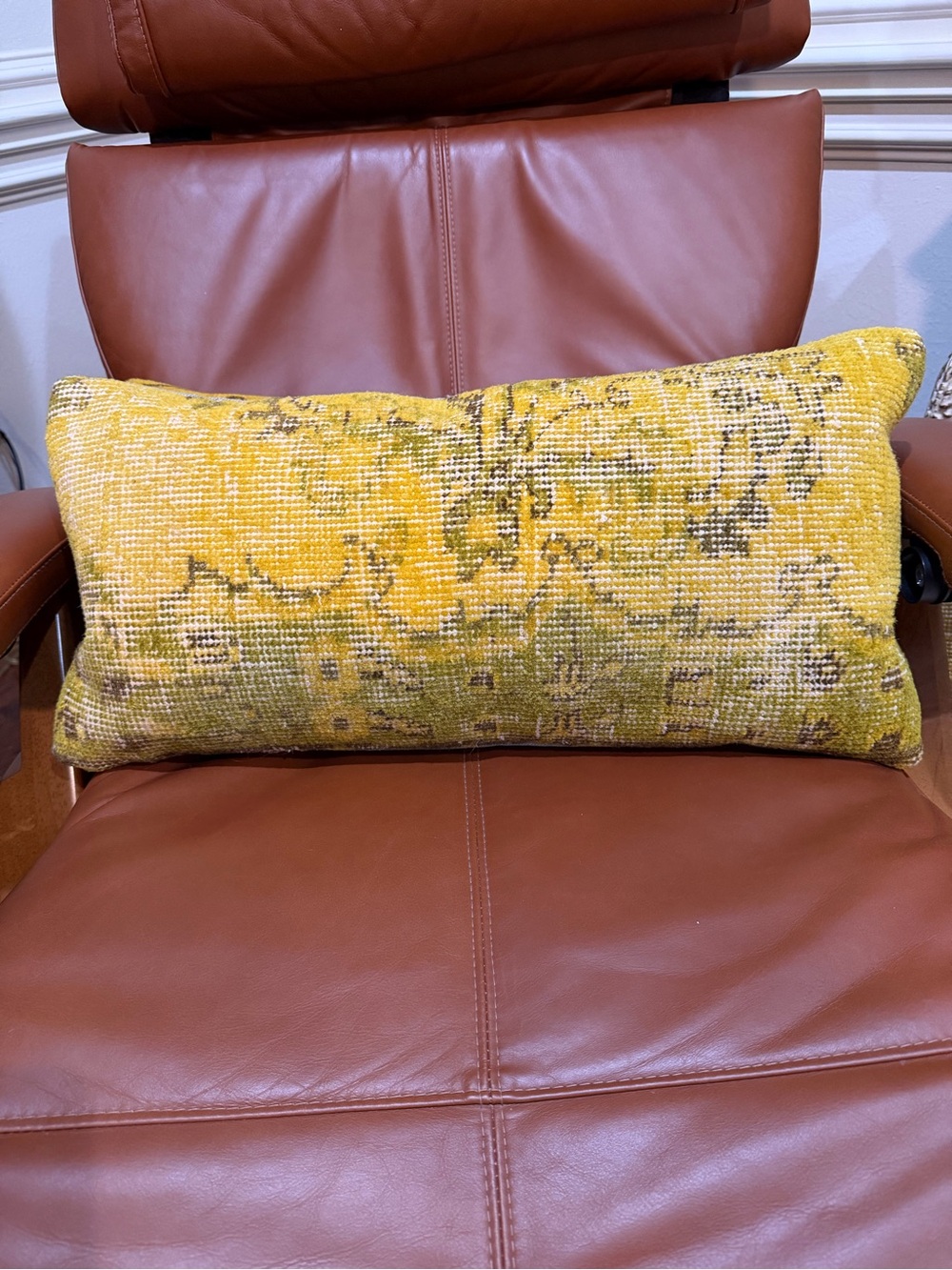 Turkish Rug Yellow Decorative Lumbar Pillow - Home Accent